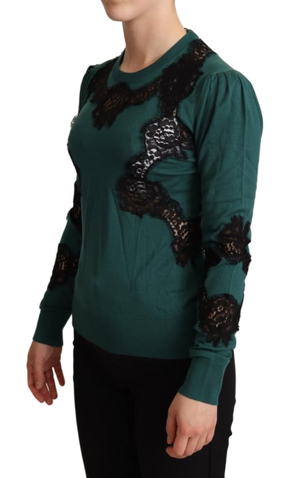 Suéter de cuello redondo de lana verde para mujer de Dolce & Gabbana - Image 2