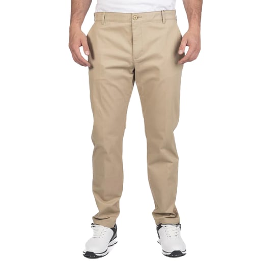 Island Green Mens Stretch Chino Tapered Golf Trousers (Stone) - Image 1