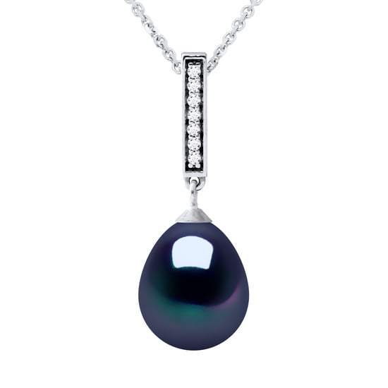 BARETTE Necklace Freshwater Pearl Jewelry 9-10mm Black 925