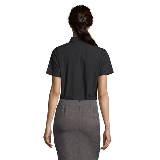 SOLS Womens/Ladies Escape Poplin Short-Sleeved Business Shirt (Black) - Image 2