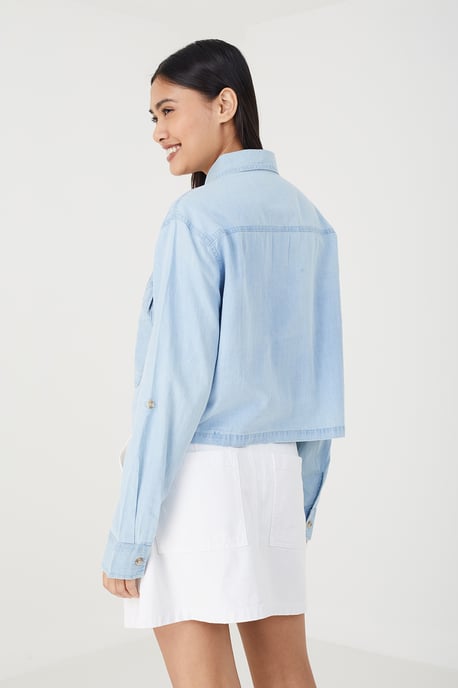 Blue 'Poppy' Long Sleeve Denim Shirt