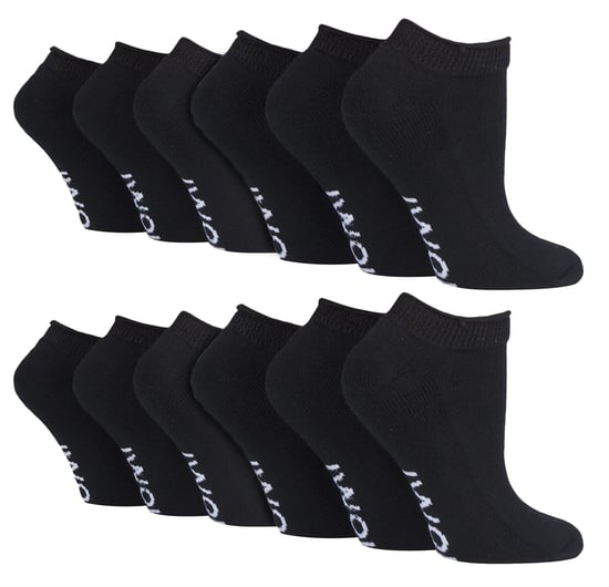 12 Pares Multipack Calcetines Diabéticos de Entrenamiento para Pies y Tobillos Hinchados | IOMI | Calcetines de algodón acolchados extra anchos de corte bajo para hombres y mujeres - Negro - Image 1