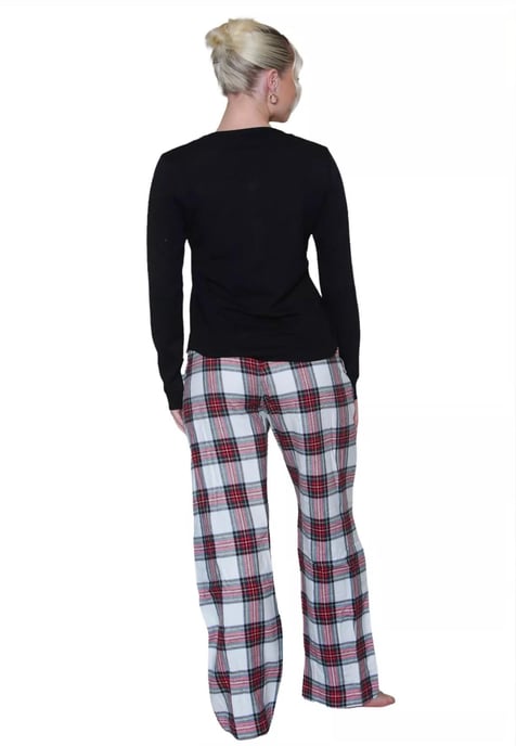 Conjunto de pijama de franela GAP para mujer en tartán negro - Image 2