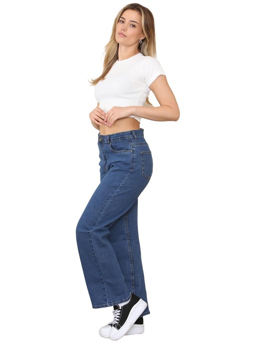 Enzo | Womens Wide Leg Jeans - Blue