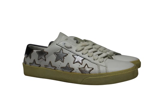 Saint Laurent Paris SL/06 Metallic Stars Low Sneakers in White Leather - Image 3