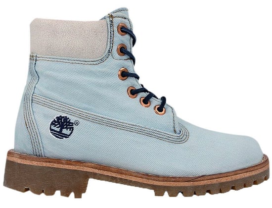 Timberland 6 Inch Premium Lace Up Denim Blue Ankle High Womens Boots A1G83 Z53AB