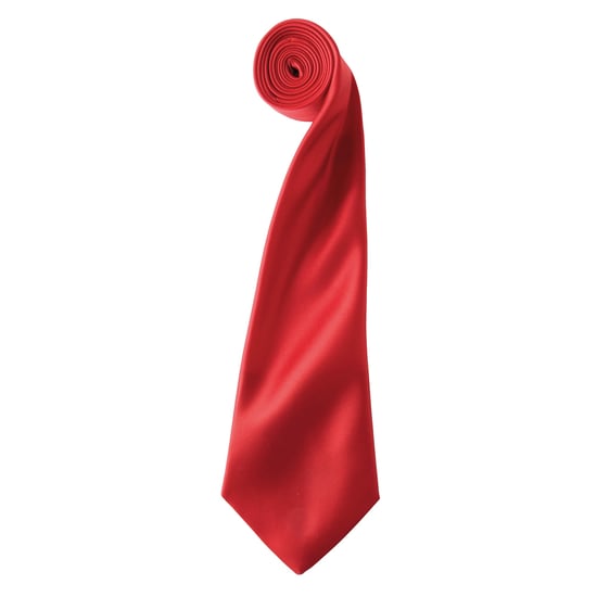 Premier Mens Plain Satin Tie (Narrow Blade) (Red) - Image 1