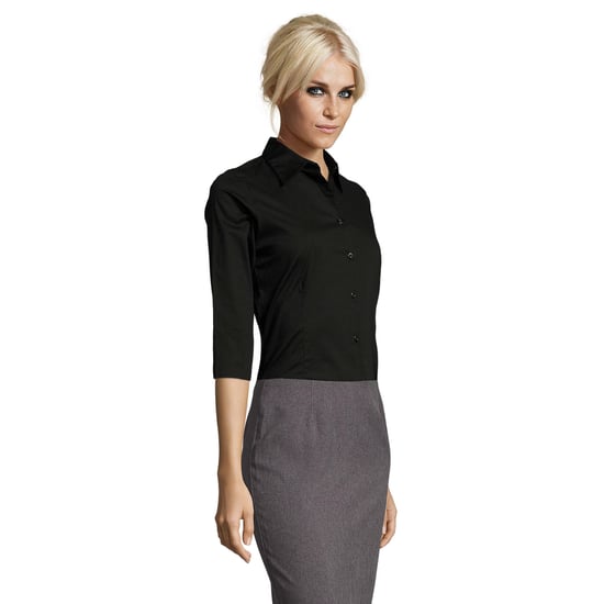 SOLS Womens/Ladies Stretch 3/4 Sleeve Blouse (Black) - Image 3
