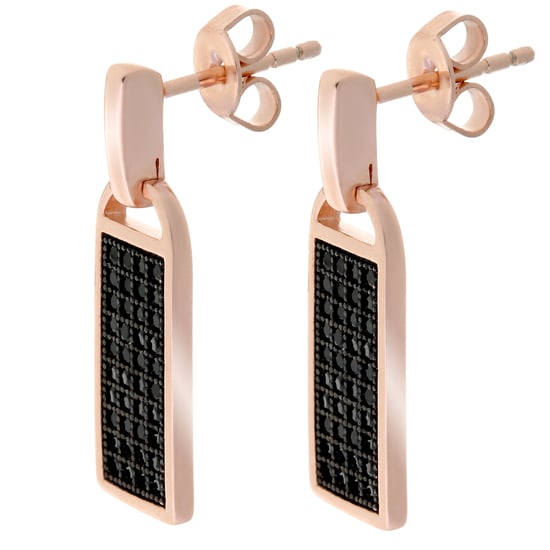 Orphelia Women's 925 Sterling Silver Drop Earrings - Black/Rose ZO-6045