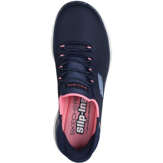 Skechers Summits Diamond Dream Textile Women's Navy/Pink Trainers - Image 3