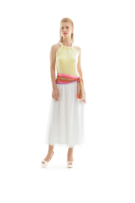 Yellow Sleeveless Top with Contrast Neck Band