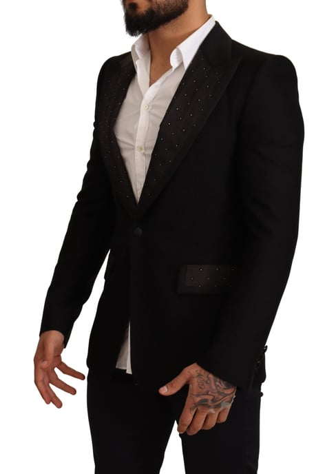 Abrigo blazer de lana negra ajustado para hombre de Dolce & Gabbana - Image 2