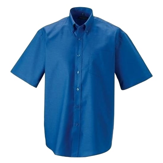 Russell Collection Mens Short Sleeve Easy Care Oxford Shirt (Oxford Blue) - Image 3