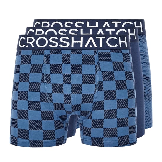 Crosshatch Mens Bresler Boxer Shorts (Pack of 3) (Navy) - Image 1