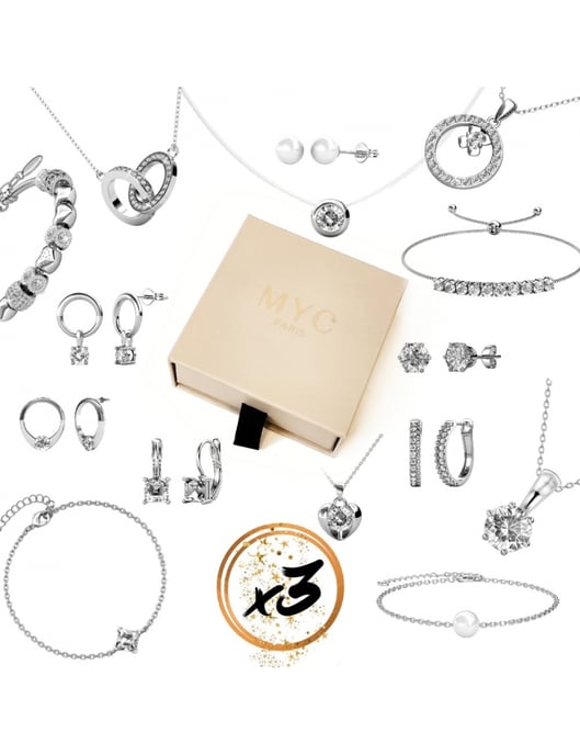 3 joyas sorpresa en una caja de regalo - Plata y Cristal - Image 1