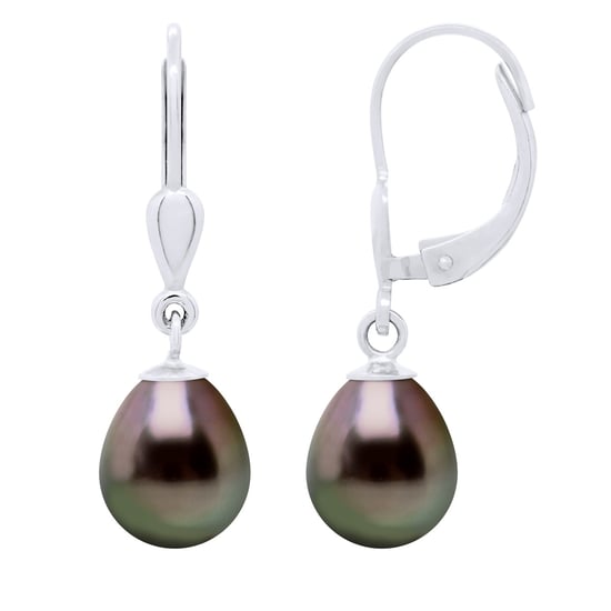 Earrings of Silver 925 and Real Cultured Tahiti Pearls Pear 8-9 mm - Image 1