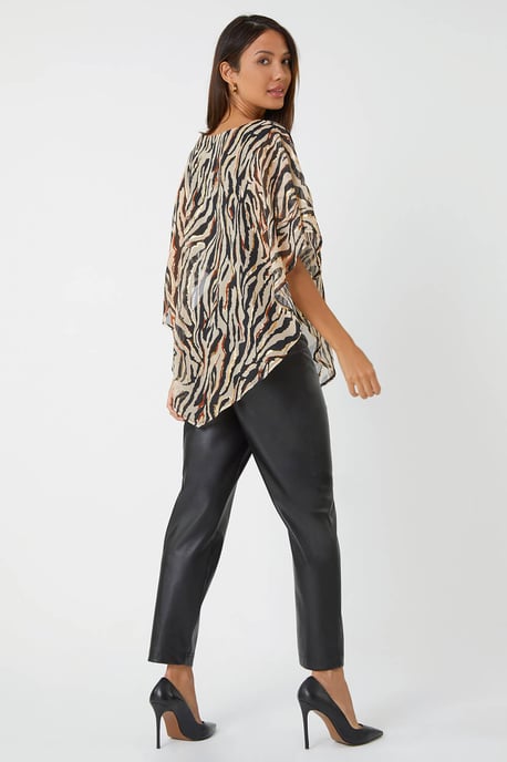 Animal Foil Overlay Stretch Top