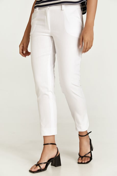 White Denim Style Cotton Pants