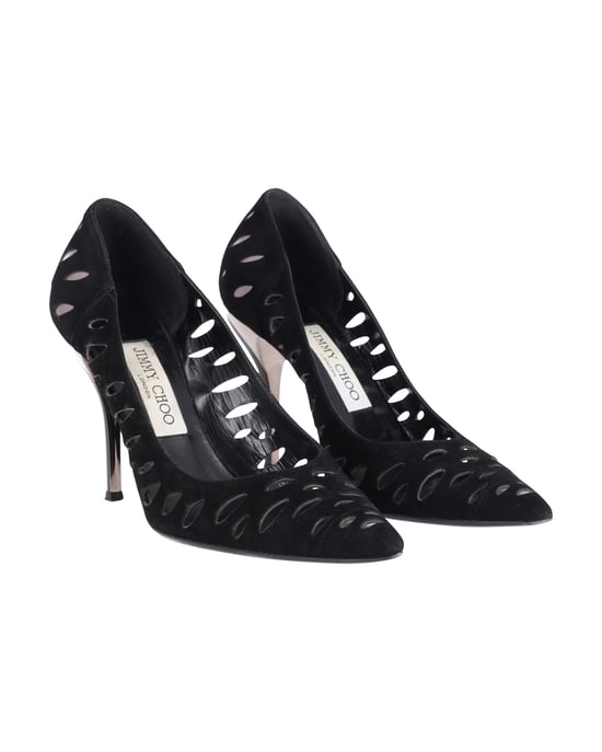 Jimmy Choo Lasercut Romy Pumps Black Suede - Image 4