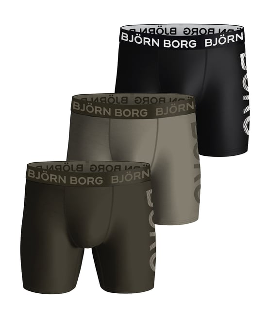 Björn Borg - Pack de 3 calzoncillos bóxer de alto rendimiento para hombre - Mezcla verde - Image 1