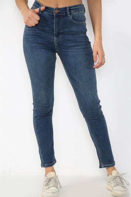 Vaqueros ajustados de cintura alta con forma mágica para mujer en azul - Image 1
