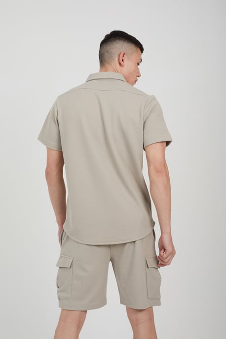 Pale Green 'Cadby' Short Sleeve Textured Shirt