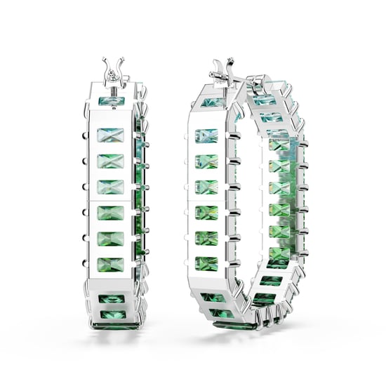 Swarovski 'Matrix Baguette' Women's Base Metal Hoop Earrings - Silver 5705787 - Image 4