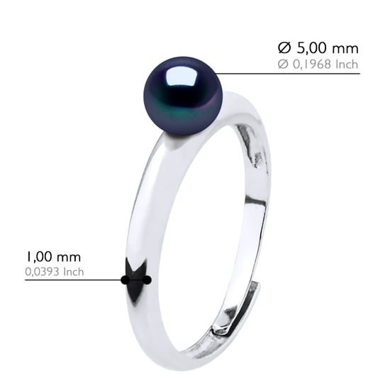 Simple Ring - Real Cultured Freshwater Pearls Round 5-6 mm - Image 2