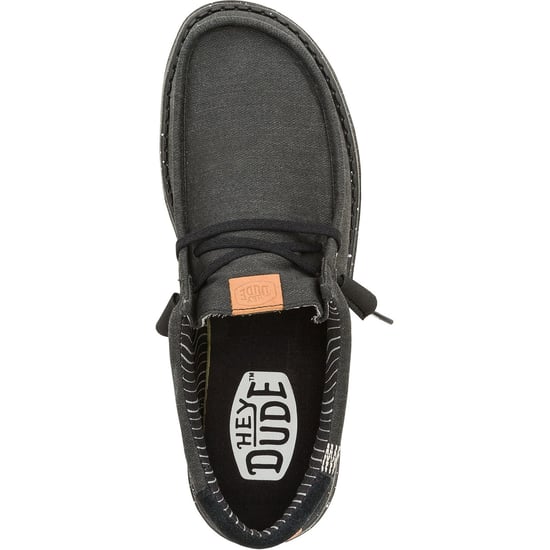 HEYDUDE Wally Elevated Basics Canvas Men's Black Boat Shoes - Image 3