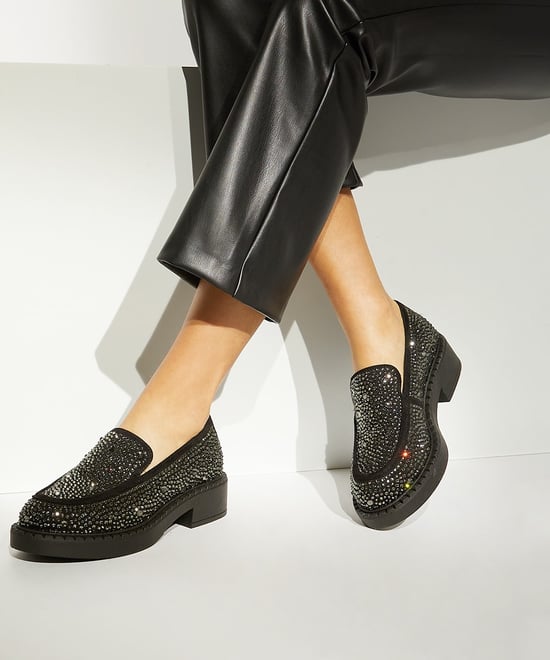 Dune Ladies Glimmerz - Tractor Hot-Stoned Suede Loafers
