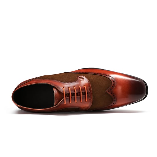 Men's shoe with classic decorative stitching Business shoes Smooth leather Low shoes Brown - Image 6