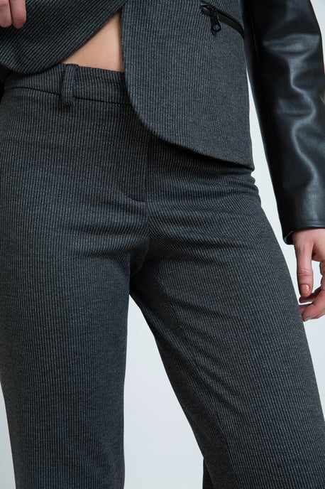 Mid Rise Straight Striped Trousers
