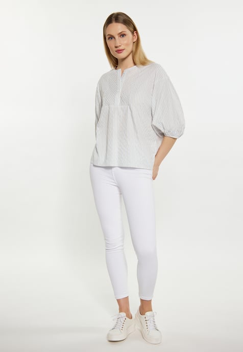 Dreimaster Blouse women light blue wool white - Image 2