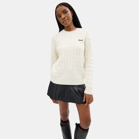 Crewneck Cable Knit Sweater