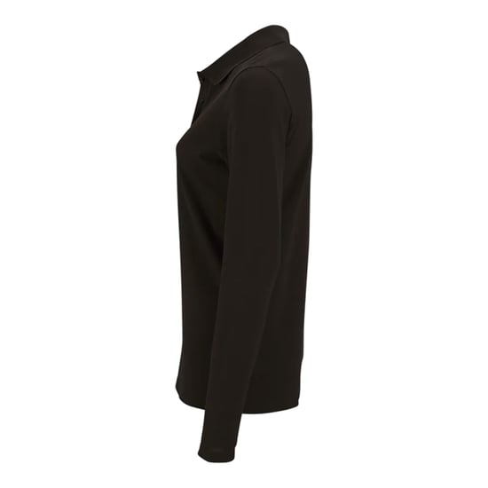 SOLS Womens/Ladies Perfect Pique Long-Sleeved Polo Shirt (Black) - Image 3