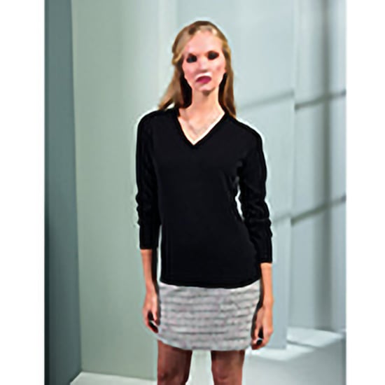 Premier Womens/Ladies V-Neck Knitted Sweater / Top (Black) - Image 3
