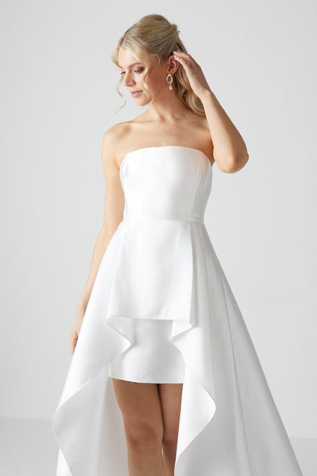 Bandeau Twill Mini With Full Overskirt Wedding Dress