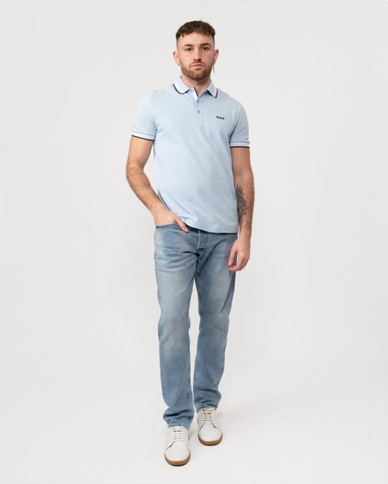 BOSS Green Paddy Mens Organic Cotton Polo With Contrast Logo Details - Image 3