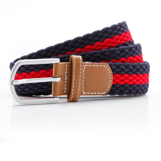 Asquith & Fox Mens Two Colour Stripe Braid Stretch Belt (Navy/Red)