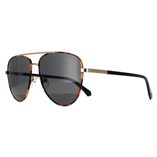 Gafas de sol polarizadas unisex Polaroid Aviator doradas habana gris - Image 2