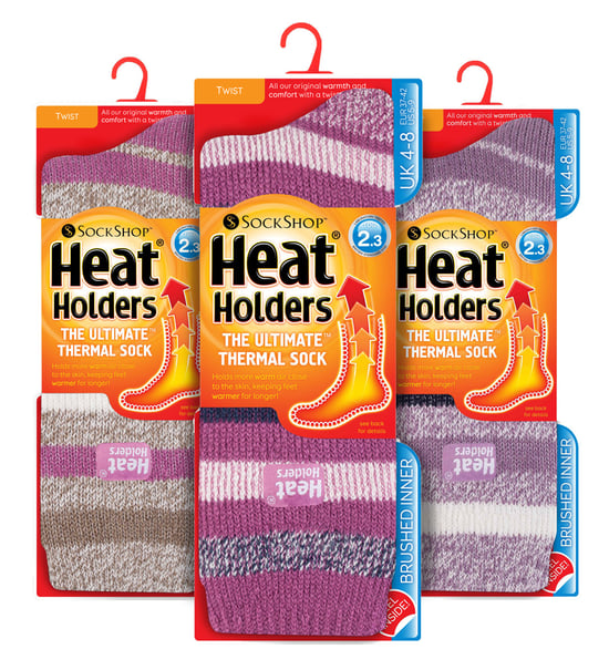 HEAT HOLDERS - 3 Pack Multipack Ladies Insulated Thermal Socks for Winter - Block Stripe - Image 2