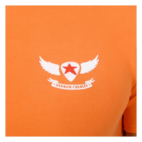 Andrew Charles Mens T-Shirt Short Sleeves Round Neck Orange KEITA