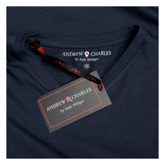 Andrew Charles Mens T-Shirt Short Sleeves V-Neck Blue KENAN