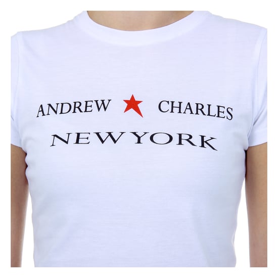 Andrew Charles Womens T-Shirt Short Sleeves Round Neck White TARANA