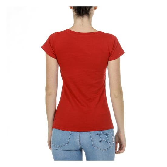 Andrew Charles Womens T-Shirt Short Sleeves V-Neck Red TAPIWA