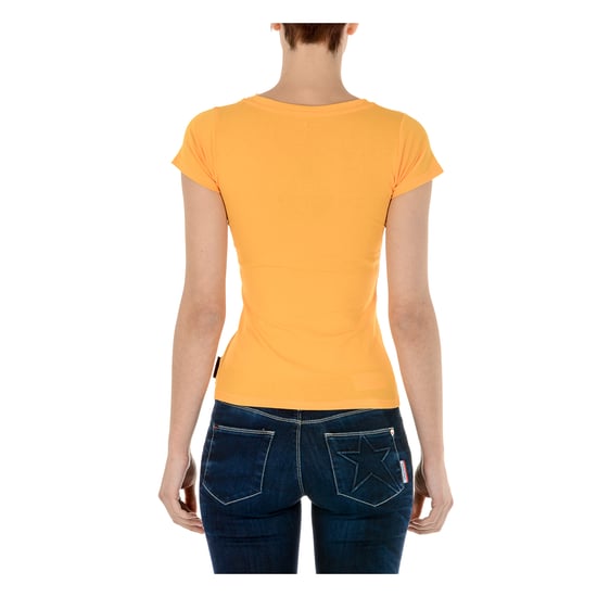 Andrew Charles Womens T-Shirt Short Sleeves V-Neck Yellow TAPIWA