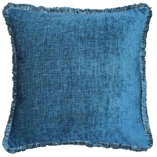 Riva Paoletti Astbury Polyester Filled Cushion - Teal Blue - Metallic Chenille Style Fabric - Fringed Edges - Hidden Zip Closure - 100% Polyester - 50 x 50cm (20" x 20" inches) - Image 1