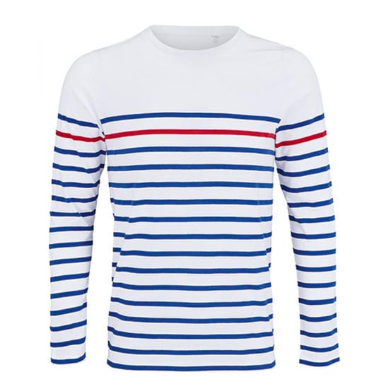 SOLS Mens Matelot Striped Long-Sleeved T-Shirt (White/Royal Blue/Red) - Image 1
