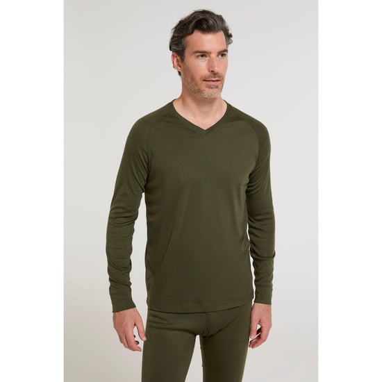 Mountain Warehouse Mens Talus V Neck Thermal Top (Khaki Green) - Image 1