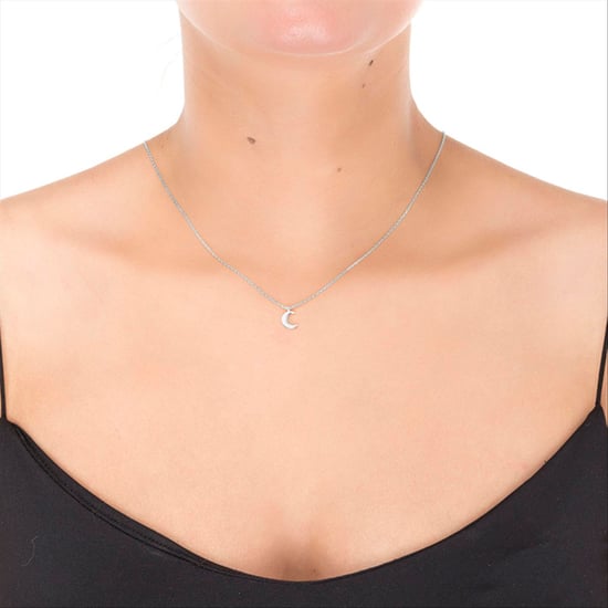 Necklace Luxenter crescent made of 925 sterling silver rhodium plated finish